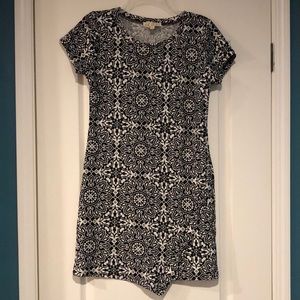 Pink Rose black and white dress